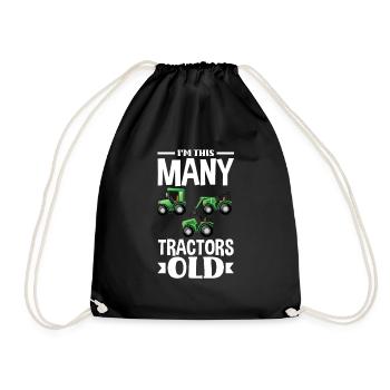 3rd Birthday Tractor 3 Years Birthday Shirt - Drawstring Bag - black - Front