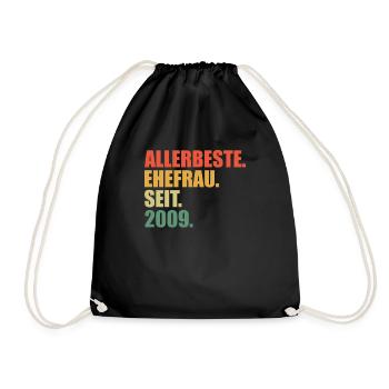 Best wife since 2009 15th wedding anniversary - Drawstring Bag - black - Front