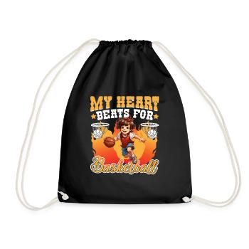 Basketballer My heart beats for Basektball - Turnbeutel - Schwarz - Vorne