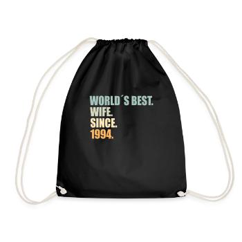 Best wife since 1994 30th wedding anniversary - Drawstring Bag - black - Front