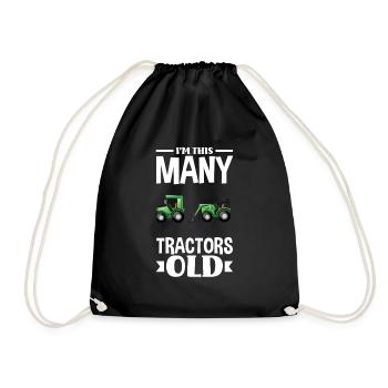 2nd Birthday Tractor 2 Years Birthday Shirt - Drawstring Bag - black - Front