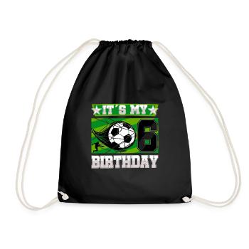 6th birthday Boy Soccer 6 Years Old Gifts - Drawstring Bag - black - Front