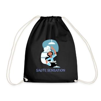 Chef Cook Kitchen Culinary Retro Bake Restaurant - Drawstring Bag - black - Front