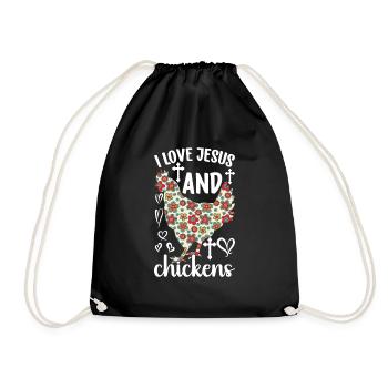 Jesus And Chickens Farmer Lover Farmer - Drawstring Bag - black - Front
