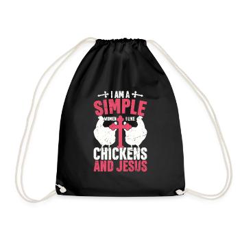 Jesus And Chickens Farmer Lover Farmer - Drawstring Bag - black - Front