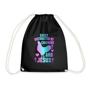Jesus And Chickens Farmer Lover Farmer - Drawstring Bag - black - Front