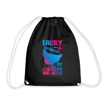 Jesus And Chickens Farmer Lover Farmer - Drawstring Bag - black - Front