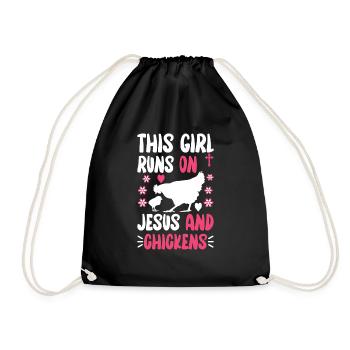 Jesus And Chickens Farmer Lover Farmer - Drawstring Bag - black - Front