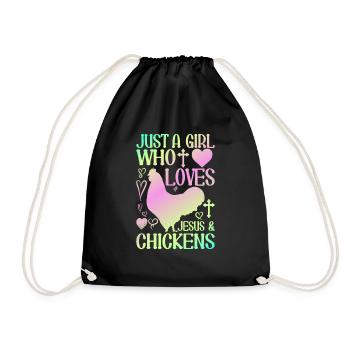 Jesus And Chickens Farmer Lover Farmer - Drawstring Bag - black - Front