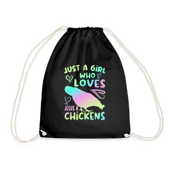 Jesus And Chickens Farmer Lover Farmer - Drawstring Bag - black - Front