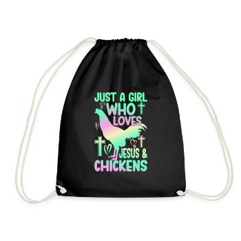Jesus And Chickens Farmer Lover Farmer - Drawstring Bag - black - Front