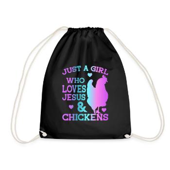 Jesus And Chickens Farmer Lover Farmer - Drawstring Bag - black - Front