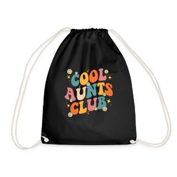 Groovy Retro Hippie 60er 70er Jahre Rücken Druck Coole Tanten - Turnbeutel - Schwarz - Vorne