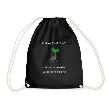 Philosophie du jardin design white words - Drawstring Bag - black - Front
