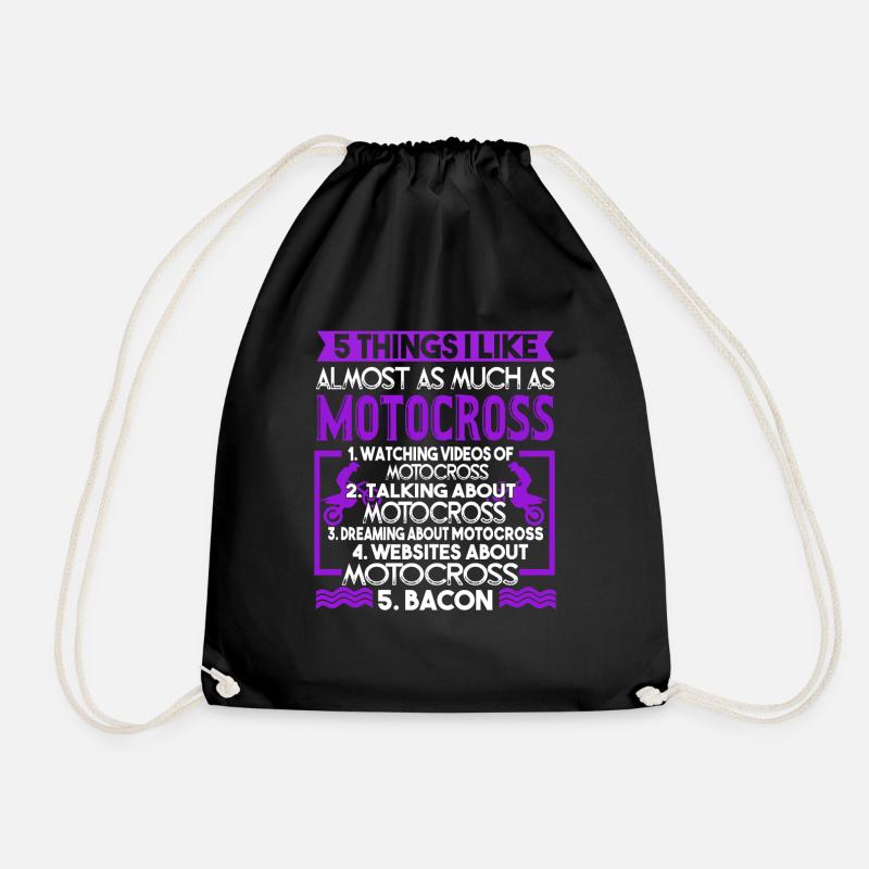 Motocross 5 Things I Like As Much As Motocross - Drawstring Bag - black
