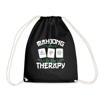 Gift for Mahjong Fans - Drawstring Bag - black - Front