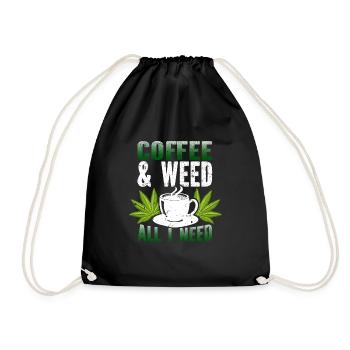 Weed Coffee Cannabis Stoner Koffein Ganja - Turnbeutel - Schwarz - Vorne