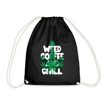 Weed Coffee Cannabis Stoner Koffein Ganja - Turnbeutel - Schwarz - Vorne