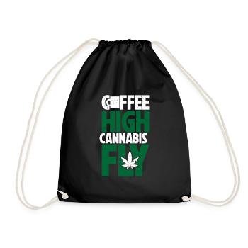 Weed Coffee Cannabis Stoner Koffein Ganja - Turnbeutel - Schwarz - Vorne