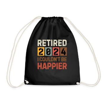 RETIRED 2024 I COULDN'T BE HAPPIER retirement gift - Drawstring Bag - black - Front