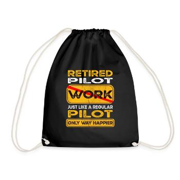 Retirement pilot only happier Retired - Drawstring Bag - black - Front