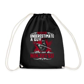 Ninjutsu Never Underestimate A Guy Can Do Ninjutsu - Drawstring Bag - black - Front