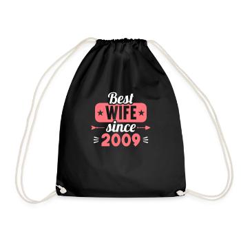 Best wife since 2009 15th wedding anniversary - Drawstring Bag - black - Front