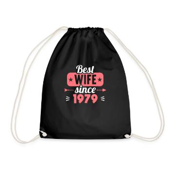 Best wife since 1979 45th wedding anniversary - Drawstring Bag - black - Front