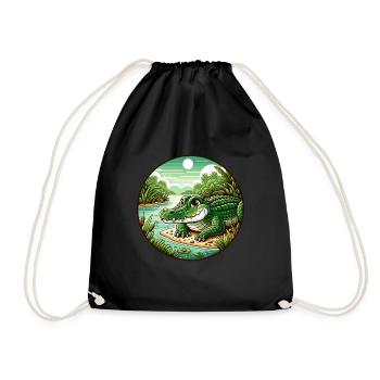 Crocodile, Alligator - Drawstring Bag - black - Front