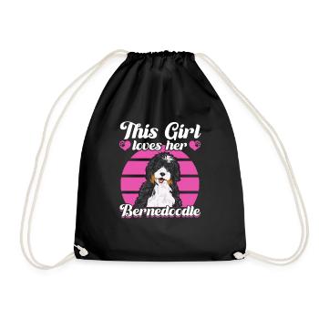 Bernedoodle Dog - Drawstring Bag - black - Front