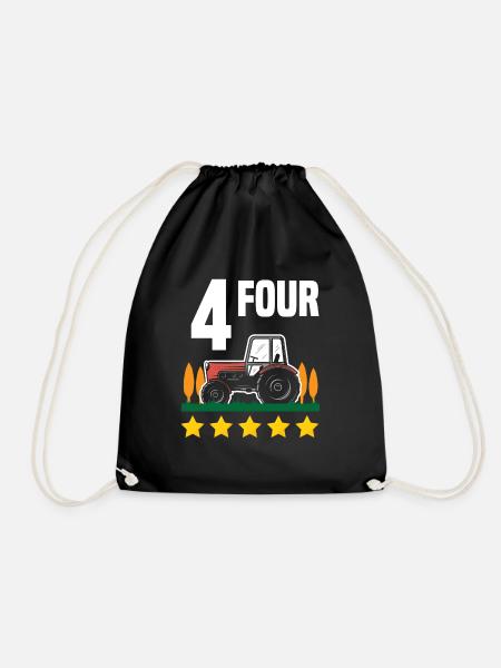 4. Geburtstag Traktor 4 Jahre Geburtstagsshirt - Turnbeutel - Schwarz