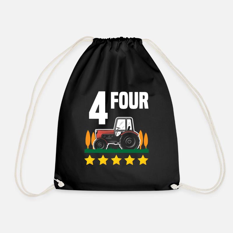 4. Geburtstag Traktor 4 Jahre Geburtstagsshirt - Turnbeutel - Schwarz