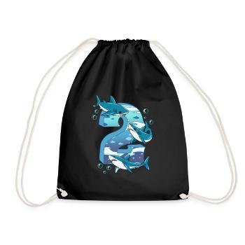 Requin du 2e anniversaire - Sac de sport léger - noir - Devant