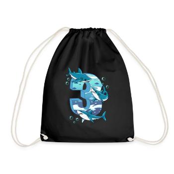 Requin du 3e anniversaire - Sac de sport léger - noir - Devant