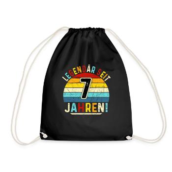 7 Years Gift 7th Birthday Boy Girl - Drawstring Bag - black - Front
