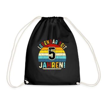 5 Years Gift 5th Birthday Boy Girl - Drawstring Bag - black - Front