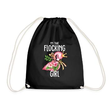 Flamingo, ich bin das schwärmende Mädchen, süßer Flamingo - Turnbeutel - Schwarz - Vorne