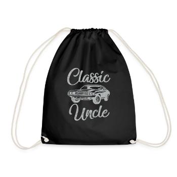 Funny Uncle Saying Classic Car Graphic - Drawstring Bag - black - Front