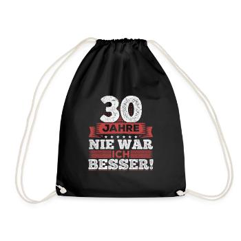 30. Geburtstag - Turnbeutel - Schwarz - Vorne