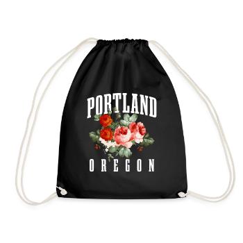 Portland, Oregon - Drawstring Bag - black - Front