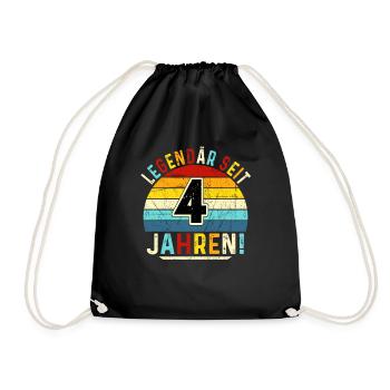 4 Years Gift 4th Birthday Boy Girl - Drawstring Bag - black - Front