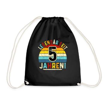 5 Years Gift 5th Birthday Boy Girl - Drawstring Bag - black - Front