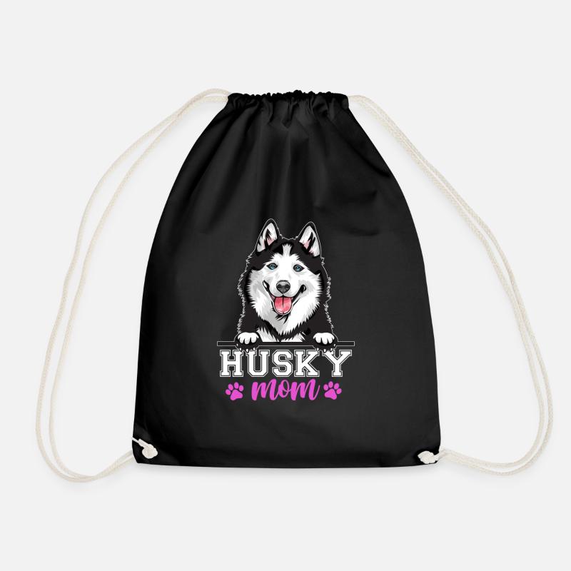 Husky Mom Dog Mama - Drawstring Bag - black