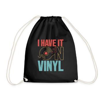 I Have It On Vinyl Record Vintage Fan - Drawstring Bag - black - Front