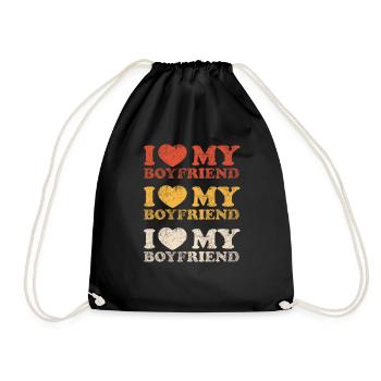 i love my boyfriend vintage classic - Turnbeutel - Schwarz - Vorne