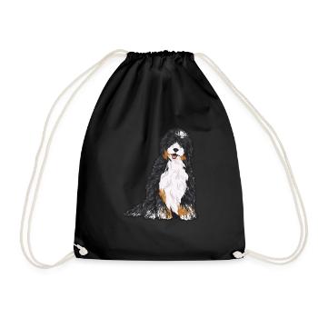 Bernedoodle Dog - Drawstring Bag - black - Front