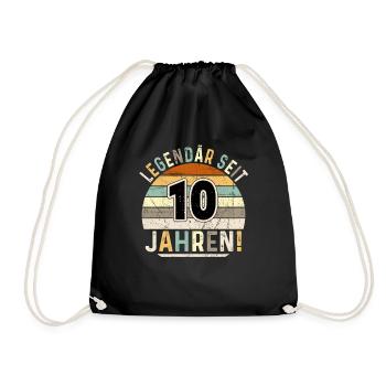 10 Years Gift 10th Birthday Boy Girl - Drawstring Bag - black - Front