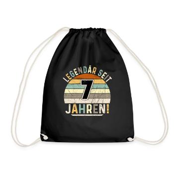 7 Years Gift 7th Birthday Boy Girl - Drawstring Bag - black - Front