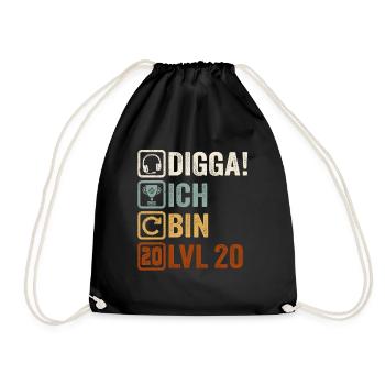 20th Birthday Gift 20th Gamer Gamer Saying - Drawstring Bag - black - Front