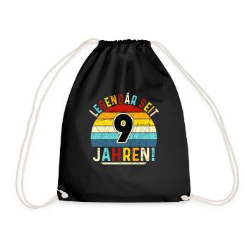 9 Years Gift 9th Birthday Boy Girl - Drawstring Bag - black - Front